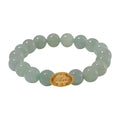 Green Aventurine 130.00 ctw Beaded Stretch Bracelet with Sycee Charm in Goldtone (6.50-7.0In) - Sticky add to cart bar