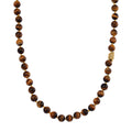 Tigers Eye 350.00 ctw Beaded Necklace with Sycee Charm in Goldtone 20 Inches - Sticky add to cart bar