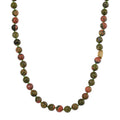 Unakite 350.00 ctw Beaded Necklace with Sycee Charm in Goldtone 20 Inches - Sticky add to cart bar