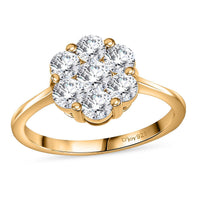 Moissanite Floral Ring in 18K Vermeil YG Over Sterling Silver (Size 10.0) 1.15 ctw