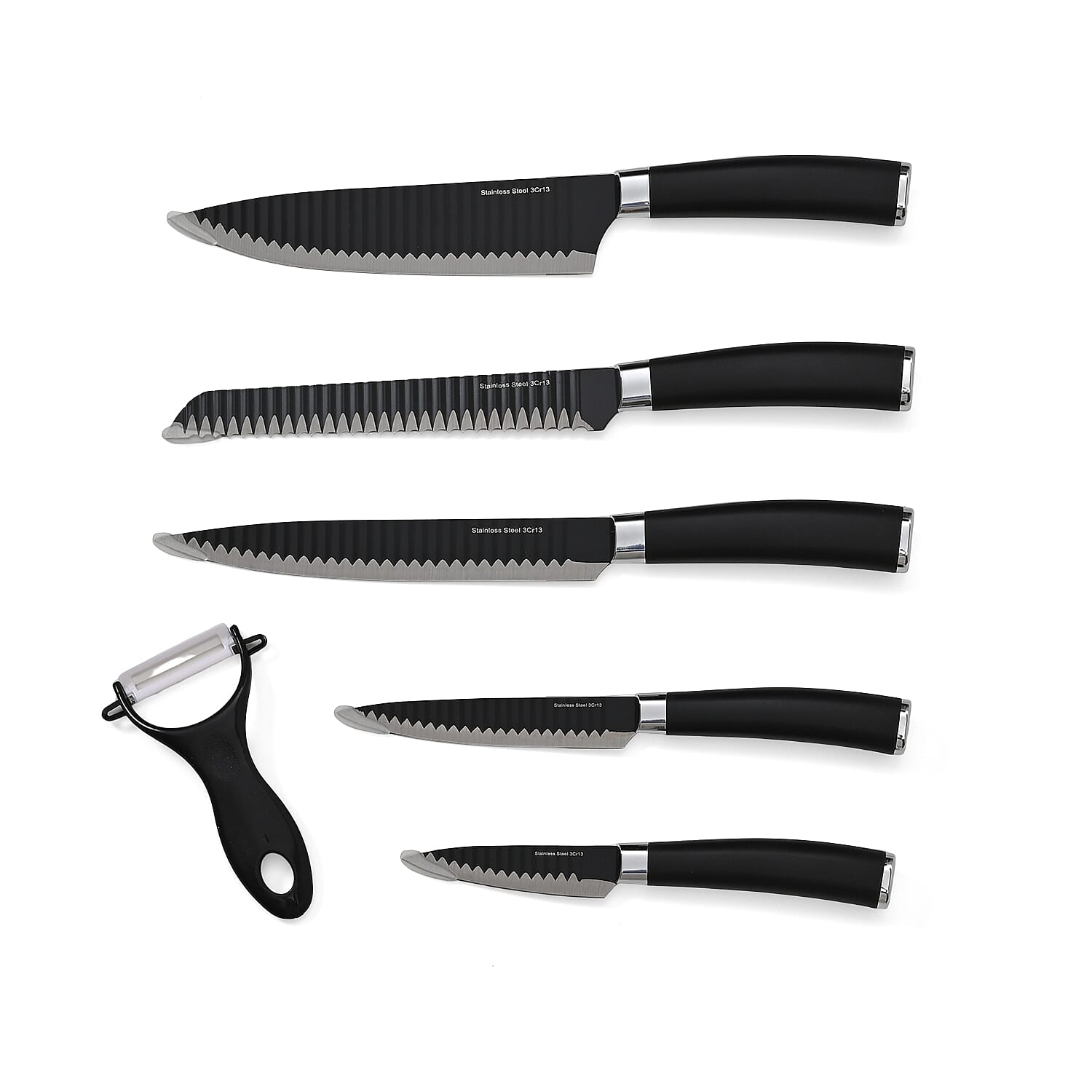 Closeout Symphony Home Set of 6pcs Kitchen Knife with Stainless Steel Blade - Black
