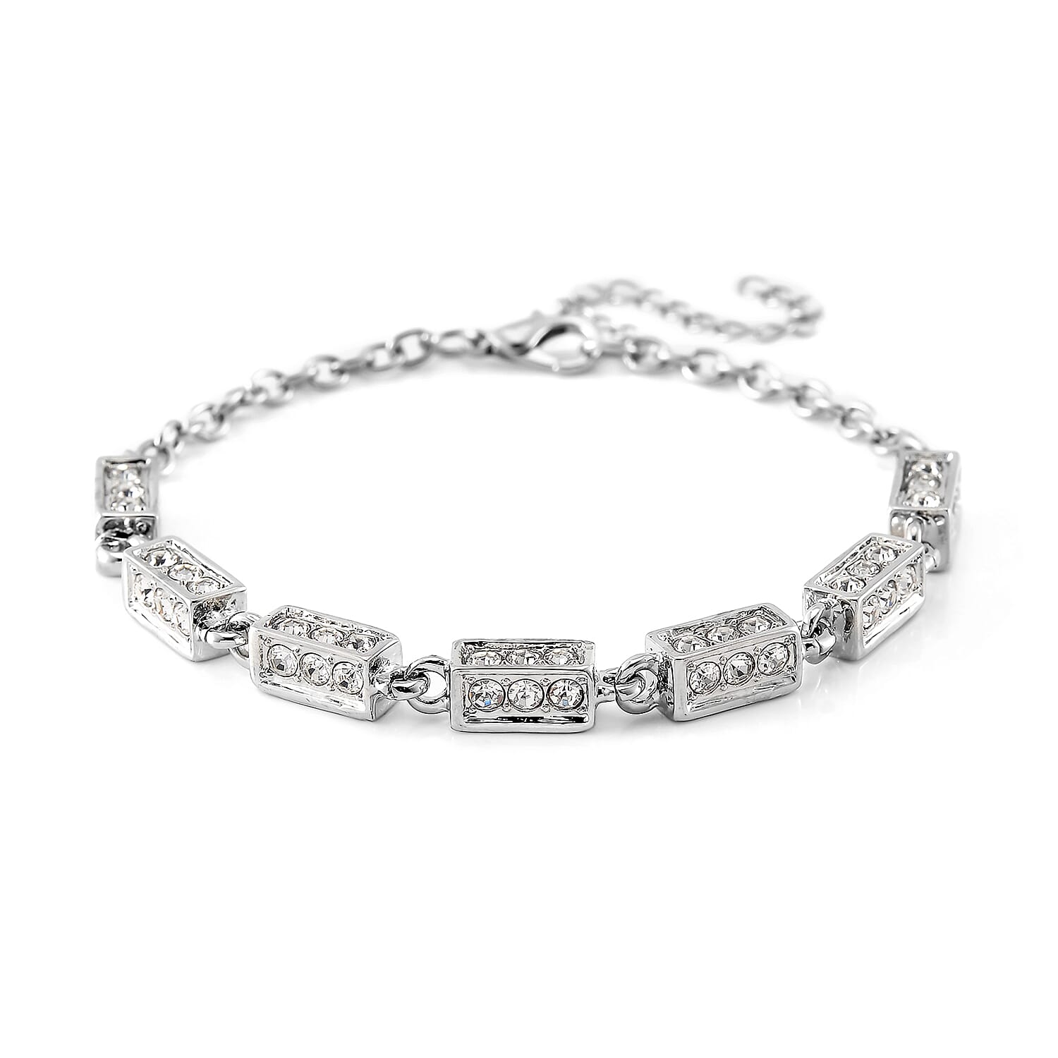 Simulated Diamond Bracelet in Silvertone (7.50 In) 5.00 ctw