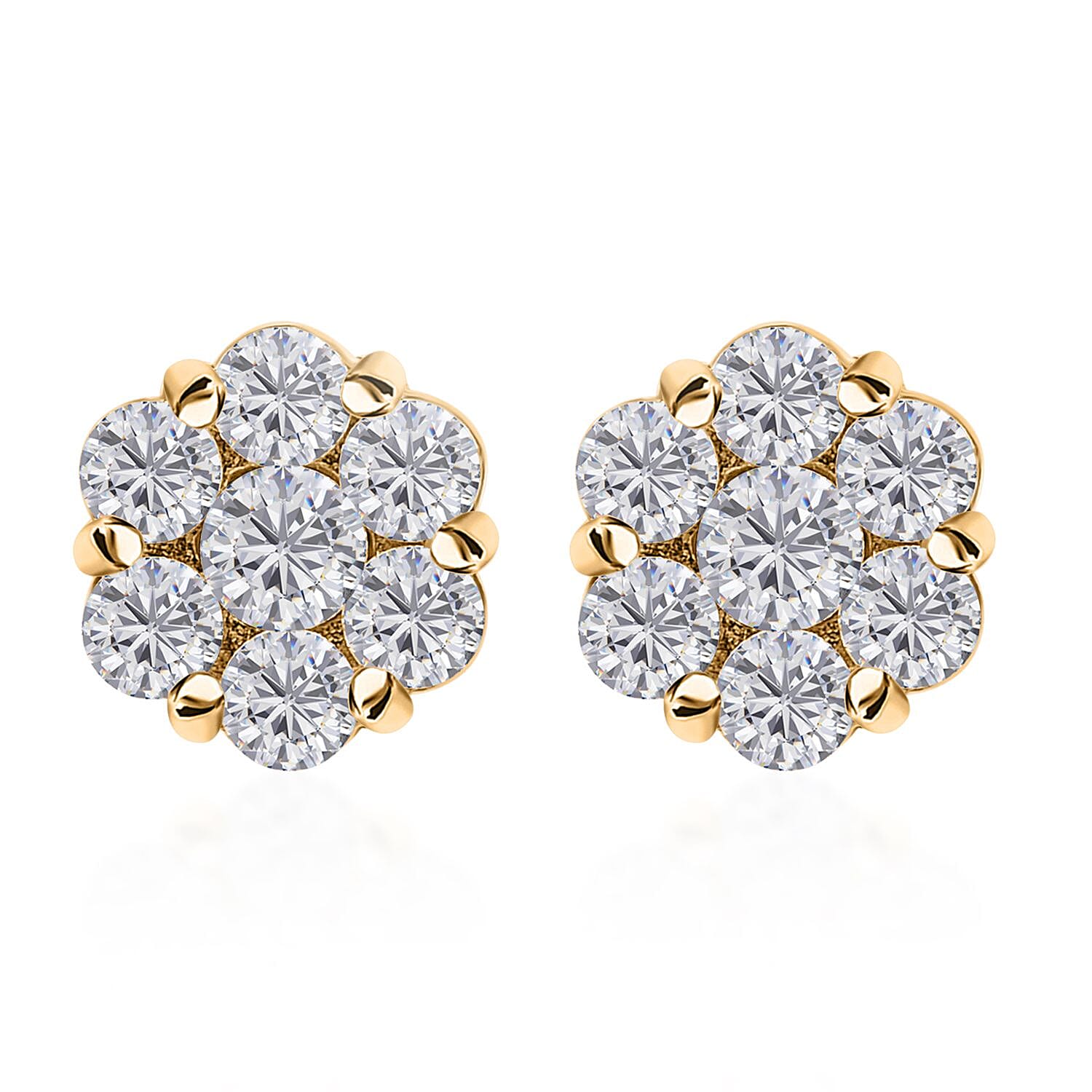 Moissanite Floral Earring in 18K Vermeil YG Over Sterling Silver 1.65 ctw