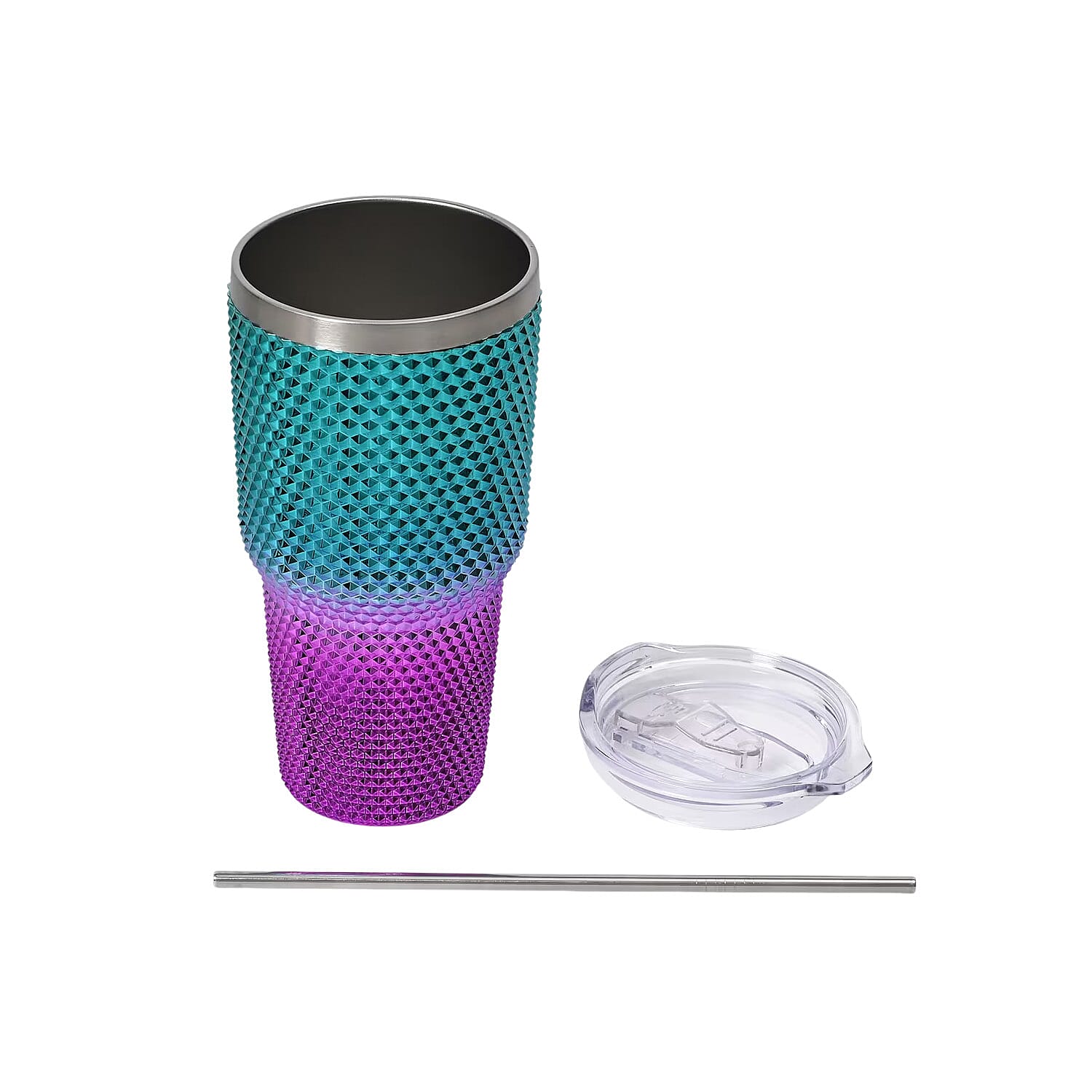 30oz Gradient Color Water Cup with Stainless Steel Straw