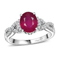 Premium Niassa Ruby (FF), White Zircon Infinity Ring in Rhodium Over Sterling Silver (Size 10.0) 3.30 ctw - Sticky add to cart bar