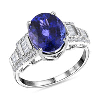 Certified and Appraised RHAPSODY 950 Platinum AAAA Tanzanite and E-F VS Diamond Ring 7.20 Grams 6.10 ctw