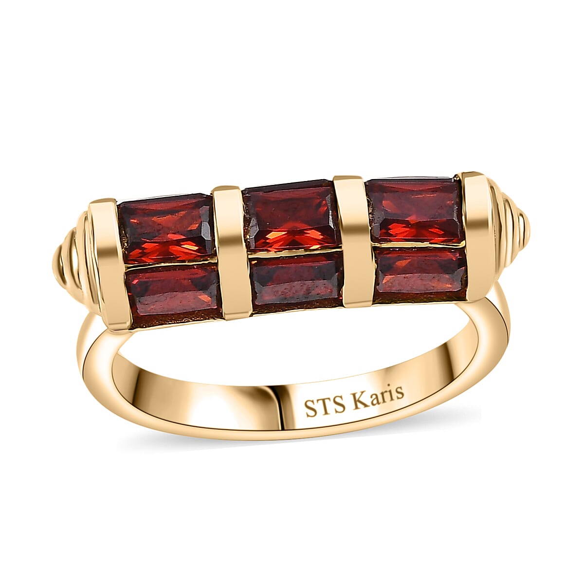 Karis Simulated Red Diamond 4.50 ctw Fancy Ring in 18K YG Plated (Size 10.0)