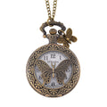 Strada Japanese Movement Butterfly  FoldablePocket Watch with Charm and Chain (36 Inches) in Antique Bronze - Sticky add to cart bar