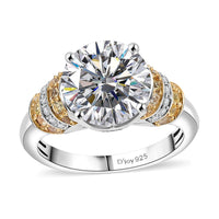 TLV Heart and Arrow Cut Moissanite (Rnd 10mm), Pink Sapphire Moonlit Grace Ring in Rhodium Over Sterling Silver (Size 10.0) 3.90 ctw