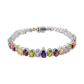Multi Gemstones Bracelet in Rhodium Over Sterling Silver (6.50 In) 14.90 ctw - Sticky add to cart bar