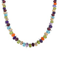 Multi Gemstone 43.50 ctw Rainbow Cascade Necklace in Rhodium Over Sterling Silver 18 Inches - Sticky add to cart bar
