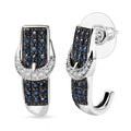 TLV Ceylon Sapphire, White Zircon J Hoop Earrings in Rhodium Over Sterling Silver 1.50 ctw - Sticky add to cart bar