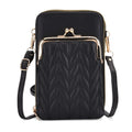 Black Faux Leather Crossbody Cell Phone Bag - Sticky add to cart bar