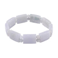 Natural Jade 300.00 ctw Beaded and Block Stretch Bracelet (8-8.50In) - Sticky add to cart bar