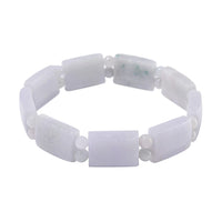 Natural Jade 300.00 ctw Beaded and Block Stretch Bracelet (8-8.50In)