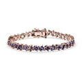 Tanzanite and Madagascar Pink Sapphire 7.75 ctw Art Deco Bracelet in 18K Vermeil Rose Gold Over Sterling Silver (6.50 In) - Sticky add to cart bar