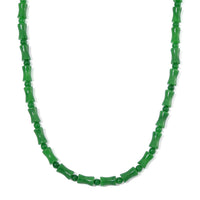 Green Jade (D) 250.00 ctw Necklace in Rhodium Over Sterling Silver 20 Inches