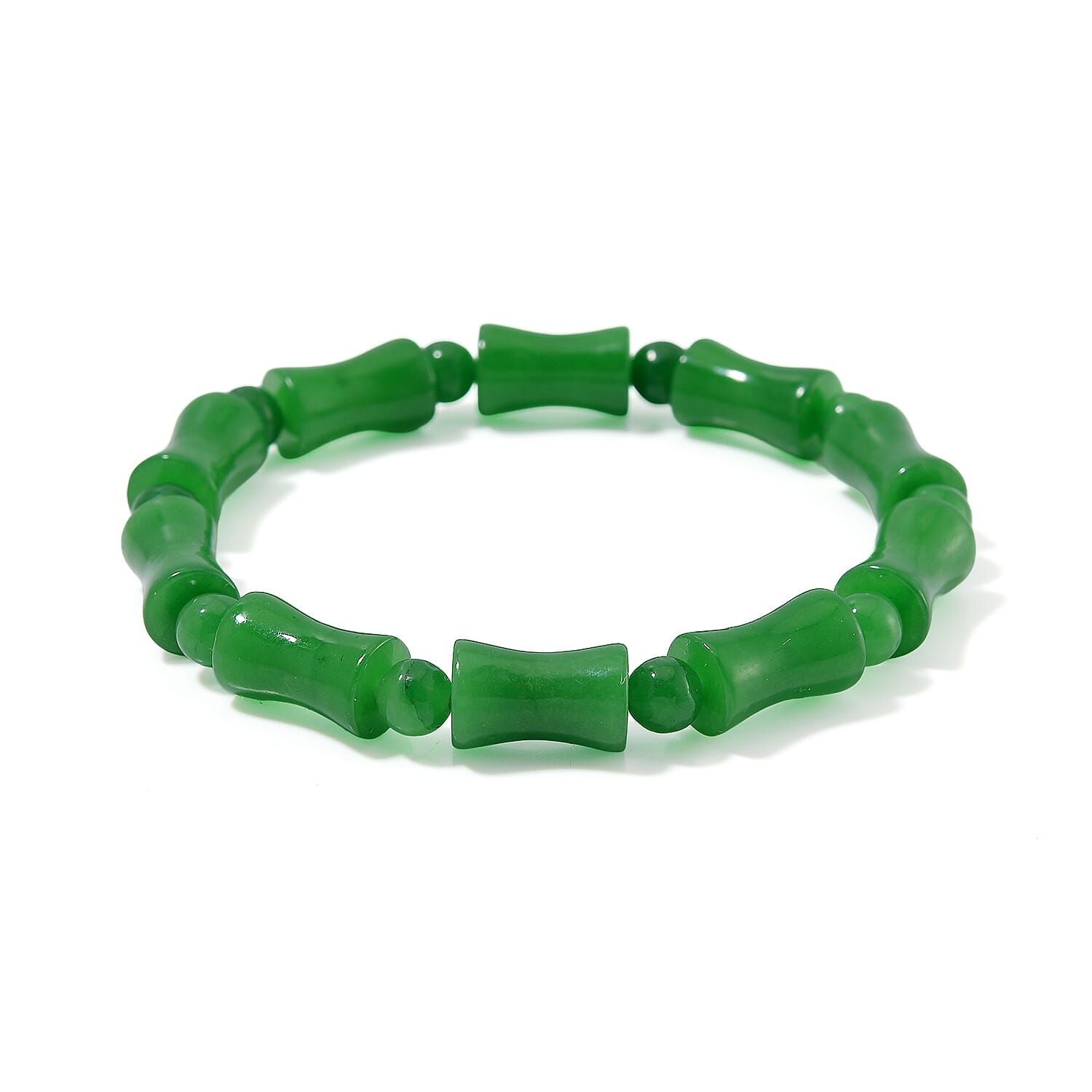 Green Jade (D) 110.00 ctw Beaded Stretch Bracelet