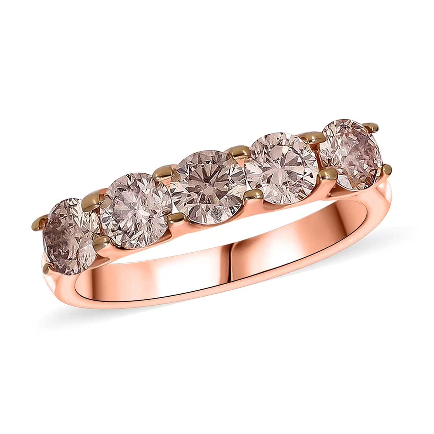 Luxuriant Lab Grown Champagne Diamond (VS-SI) Ring in Vermeil RG Over Sterling Silver (Size 10.0) 1.00 ctw