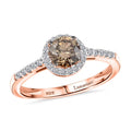 Luxuriant Lab Grown Champagne and White Diamond (VS-SI) Ring in Vermeil RG Over Sterling Silver (Size 10.0) 1.00 ctw - Sticky add to cart bar
