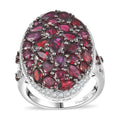 Premium Anthill Garnet and White Zircon 6.50 ctw Marigold Flower Ring in Rhodium Over Sterling Silver (Size 10.0) - Sticky add to cart bar