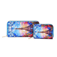 Set of 2 Tribal Pattern Long Wallet (7.28"x0.99"x3.74") and Small Wallet (4.33"x0.98"x3.54")