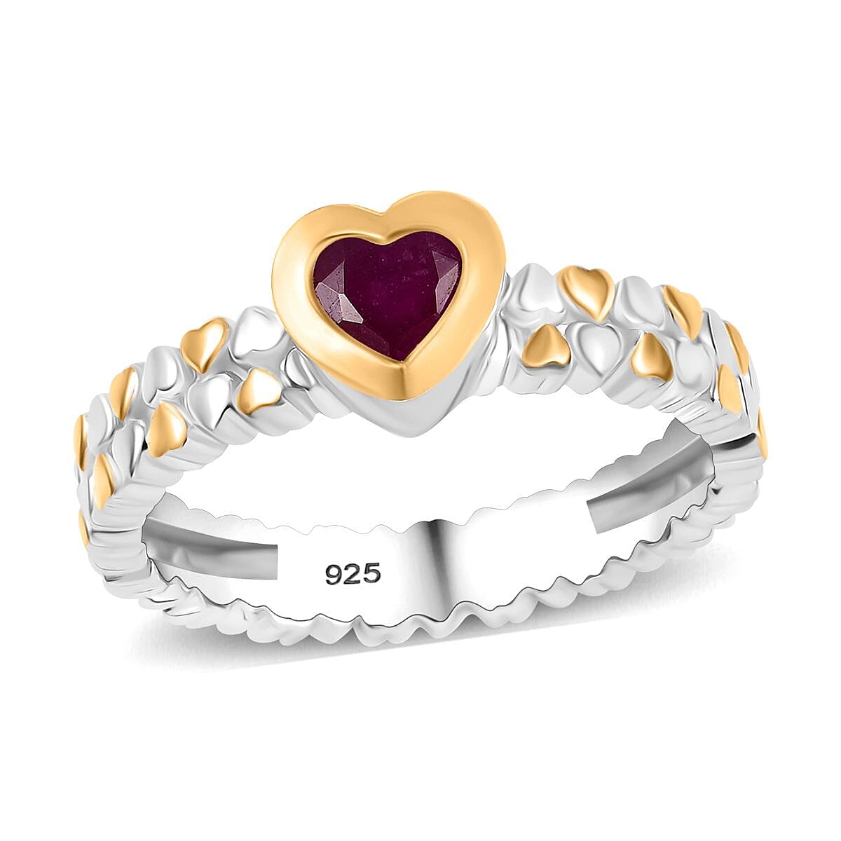 African Ruby (FF) 0.55 ctw Ring in 14K YG and Platinum Over Sterling Silver (Size 11.5)