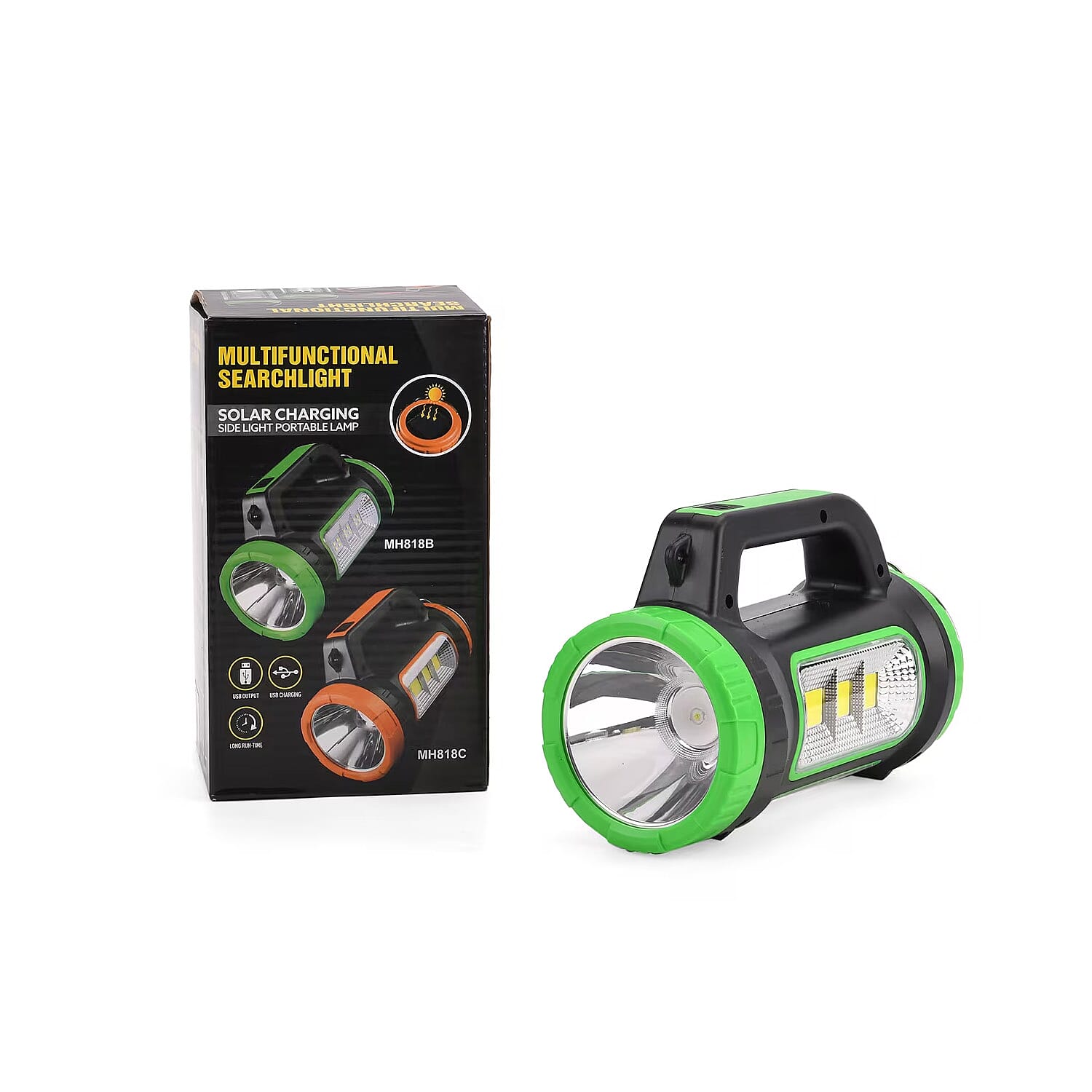 "multifunctional searchlight Materials; ABS Product size: 17.5*9*11.5cm Battery capacity:1200MAH"