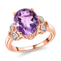 AAA Rose De France Amethyst, White Zircon Ring in 18K Vermeil RG Over Sterling Silver (Size 10.0) 4.60 ctw - Sticky add to cart bar