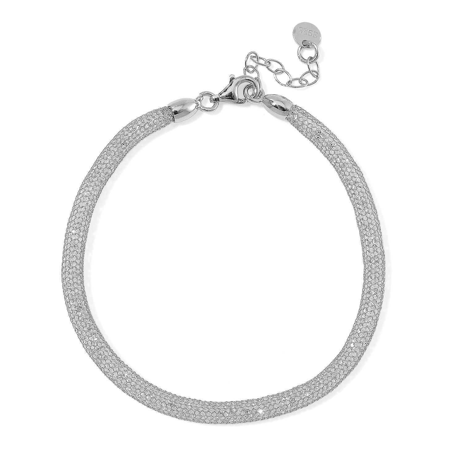 Simulated Diamond Bracelet in Rhodium Over Sterling Silver (7.0-8.0In)
