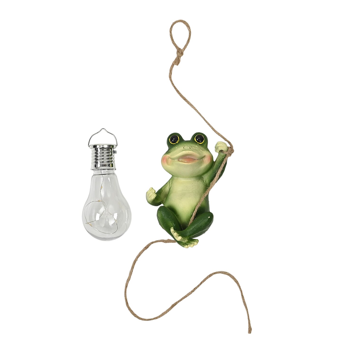 Charming Frog Holding a Glowing Solar Light LED Bulb