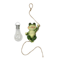 Charming Frog Holding a Glowing Solar Light LED Bulb