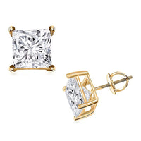 Luxuriant Lab Grown Diamond G VS2 10.00 ctw Radiant Solitaire Earrings in 14K Yellow Gold