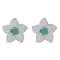 D'Joy Grandidierite and White Zircon 2.30 ctw Flower Earrings in Rhodium Over Sterling Silver - Sticky add to cart bar