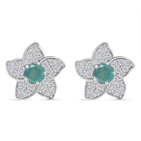 D'Joy Grandidierite and White Zircon 2.30 ctw Flower Earrings in Rhodium Over Sterling Silver