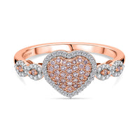 Pink Diamond ,  White Diamond  Ring in Vermeil RG Sterling Silver 0.50 (Size 10.0) 0.51 ctw