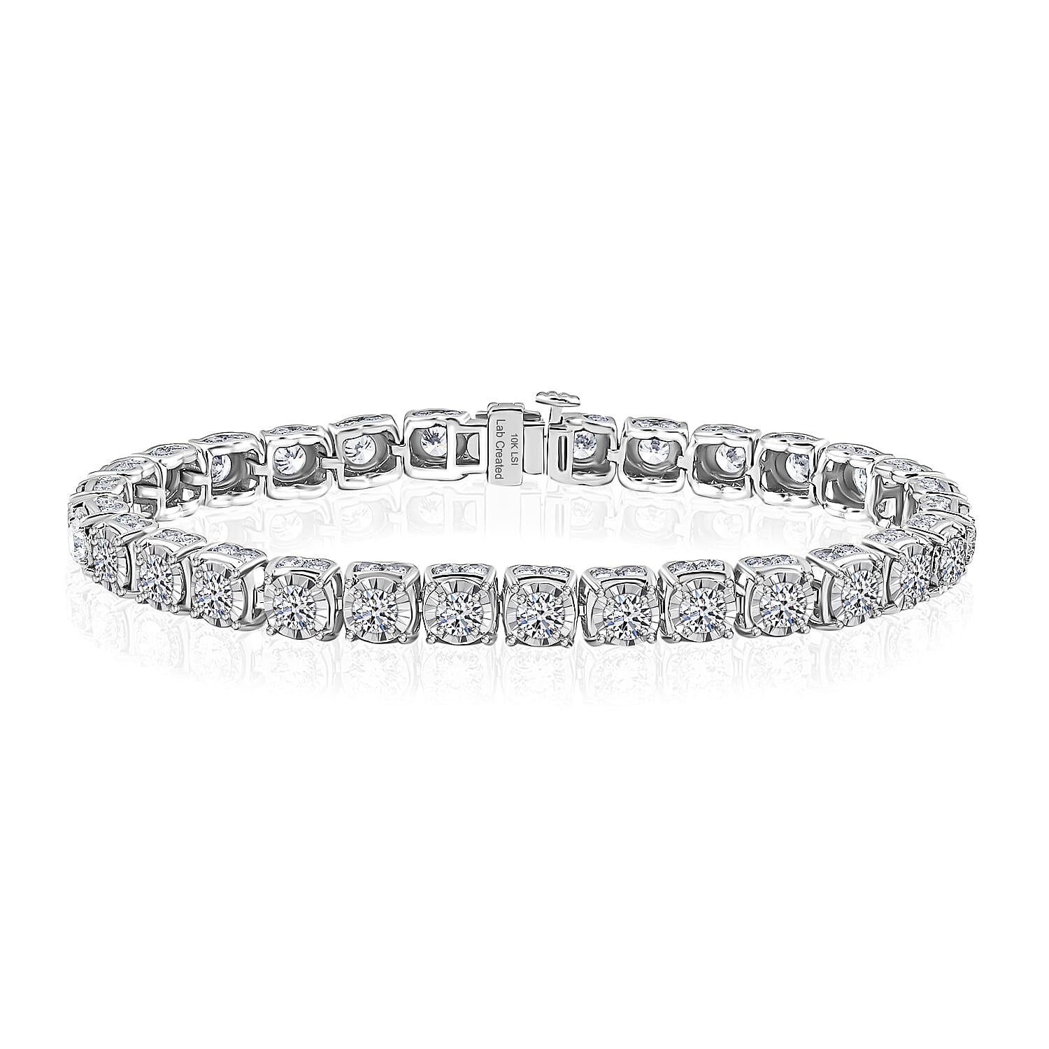 Luxuriant Lab Grown Diamond SI 10.00 ctw Bracelet in 10K White Gold (7.00 In) 12.80 Grams