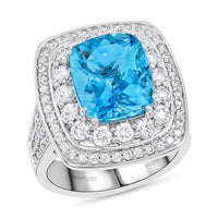 Chairman Vault Certified & Appraised Rhapsody AAAA Santa Maria Aquamarine and E-F VS Diamond 6.55 ctw Ring in 950 Platinum 14.45 Grams