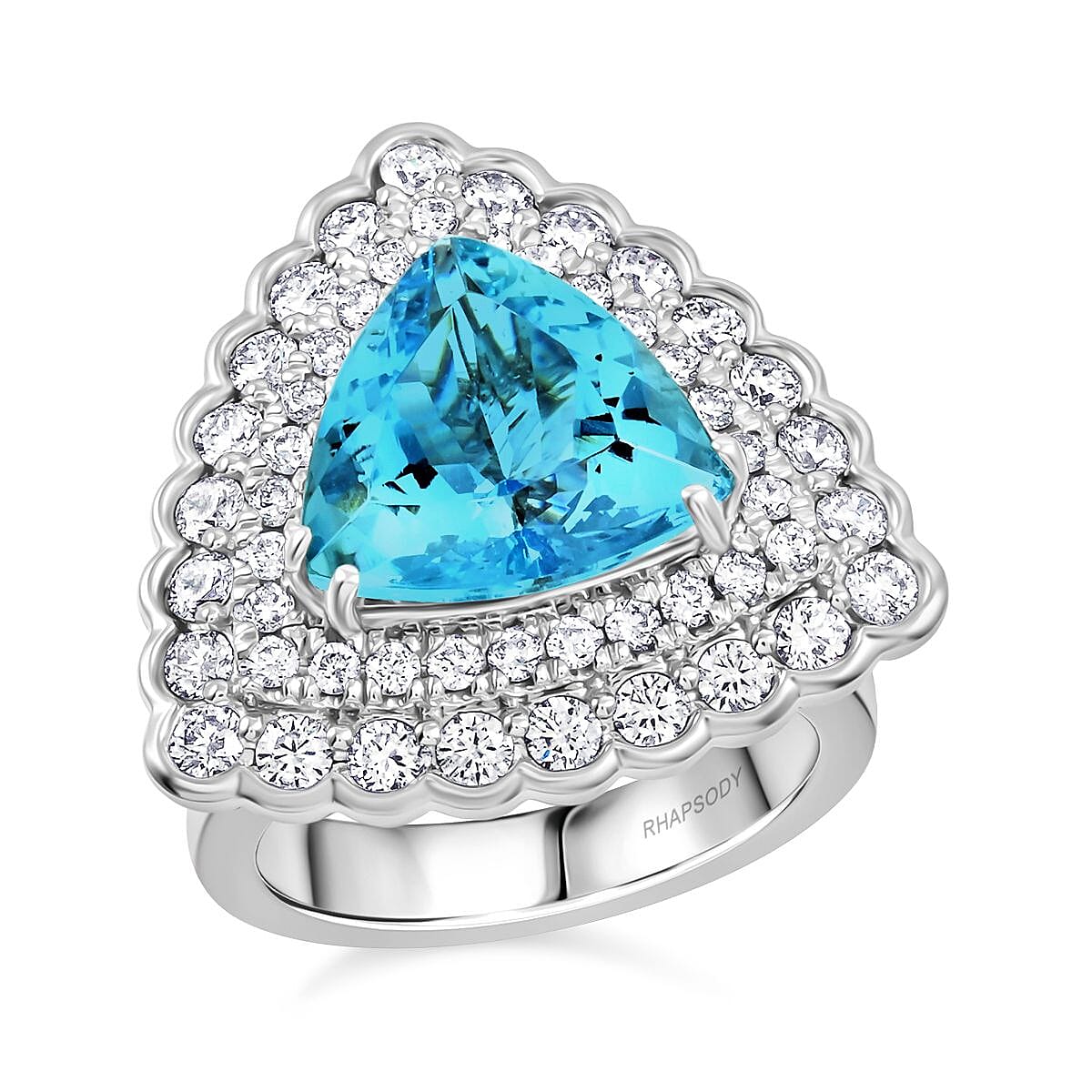 Chairman Vault Certified & Appraised Rhapsody AAAA Santa Maria Aquamarine and E-F VS Diamond 6.80 ctw Ring in 950 Platinum 21.60 Grams