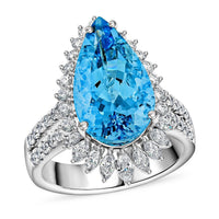 Chairman Vault Certified & Appraised Rhapsody 950 Platinum AAAA Santa Maria Aquamarine, Diamond (E-F, VS) (0.99 cts) Ring (Size 7.0) (11.95 g) 6.75 ctw