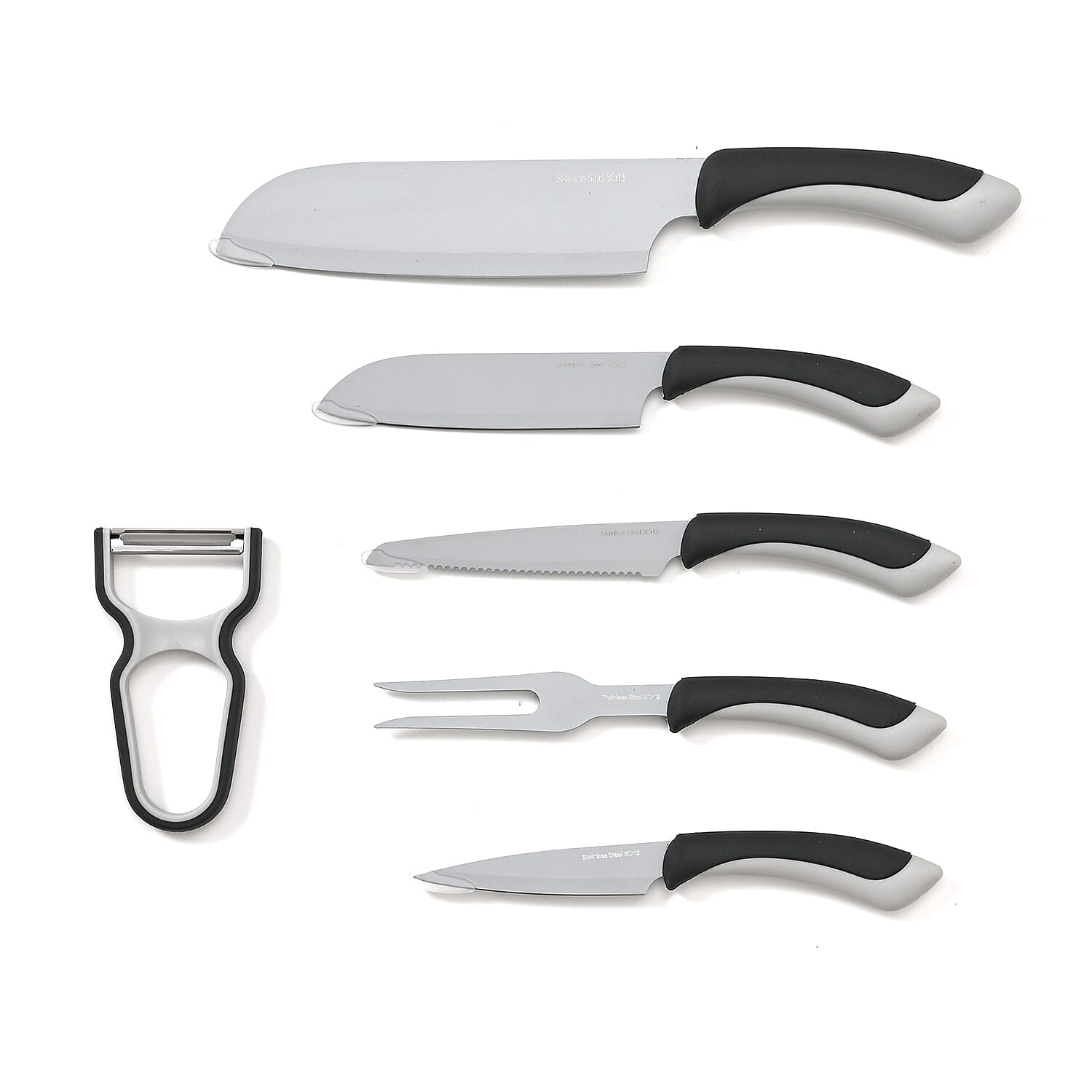 Closeout Symphony Home Set of 6pcs Kitchen Knife with Stainless Steel Blade - White