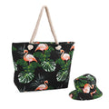2pcs Set Rose Pattern Beach Tote Bag (	20"x6"x15") and Hat - Sticky add to cart bar