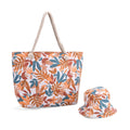2pcs Set Rose Pattern Beach Tote Bag (	20"x6"x15") and Hat - Sticky add to cart bar