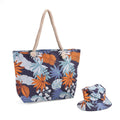 2pcs Set Rose Pattern Beach Tote Bag (	20"x6"x15") and Hat - Sticky add to cart bar