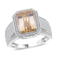 Moissanite 5.00 ctw Ring in Rhodium Over Sterling Silver