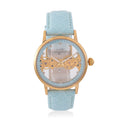Classic Succession Automatic Mechanical Movement Austrian Crystal Watch in ION Plated YG Stainless Steel with Light Blue Leather Strap (38.8mm) - Sticky add to cart bar