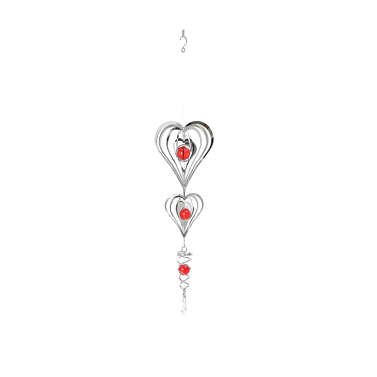 2 Tier Heart Shaped Stainless Steel Magic Wind Spinner
