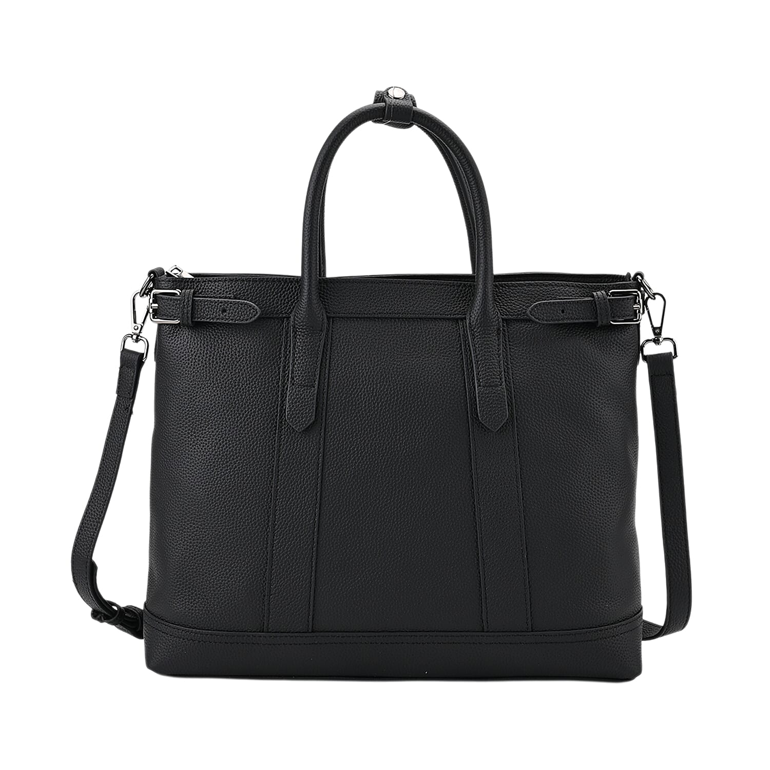 Black Genunie Leather Crossbody Bag (13"x4.33"x11.02") with Adjustable Shoulder Strap