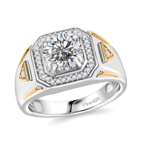 Strontium Titanate and Moissanite 3.25 ctw Mens Ring in Rhodium Over Sterling Silver (Size 11.0)