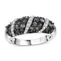 Narsipatnam Alexandrite and White Zircon 1.30 ctw Waves Ring in Rhodium Over Sterling Silver (Size 10.0) - Sticky add to cart bar